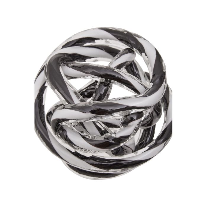 KNOT BLACK AND WHITE GLASS ORNAMENT