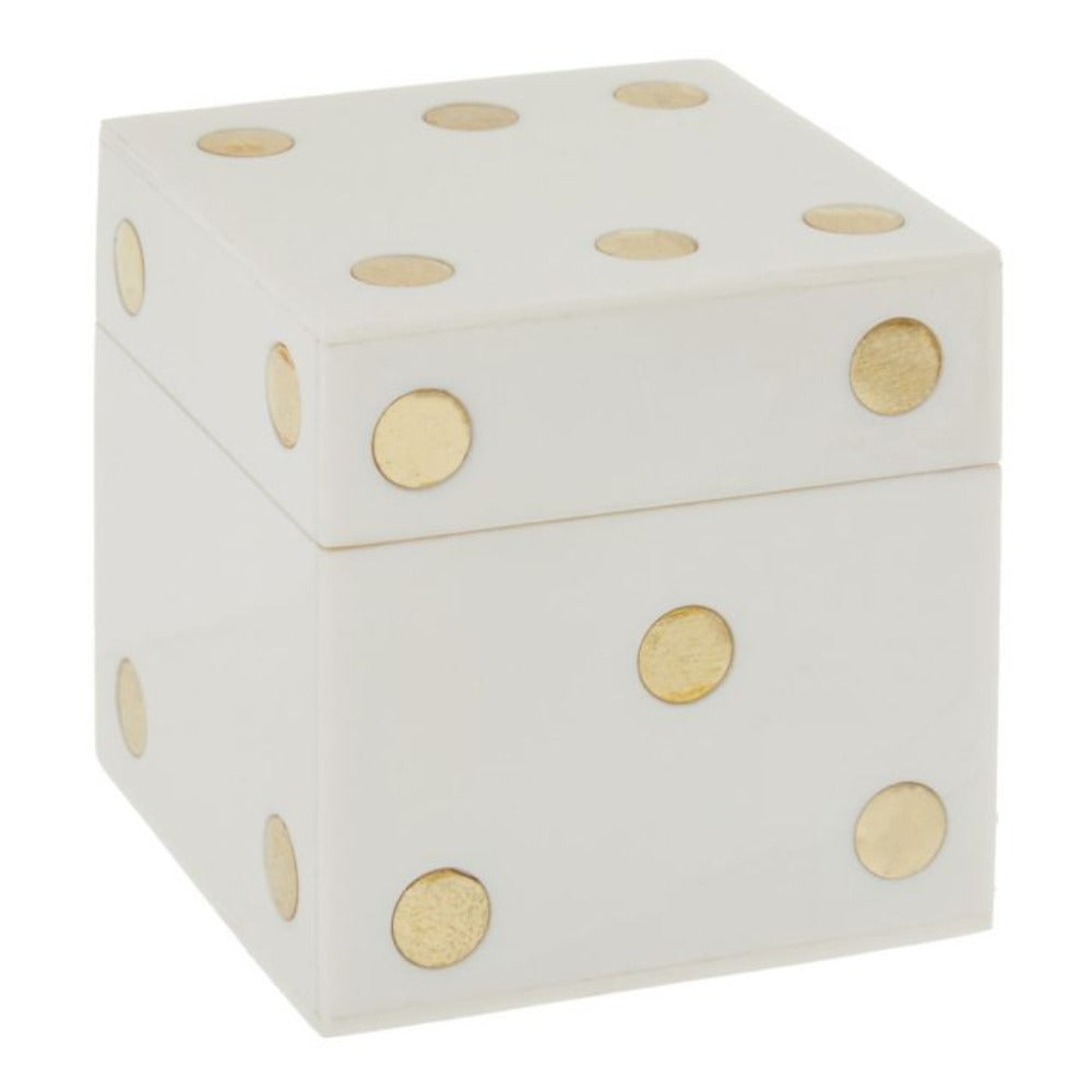 Gold & Cream Dice Box With 5 Dice