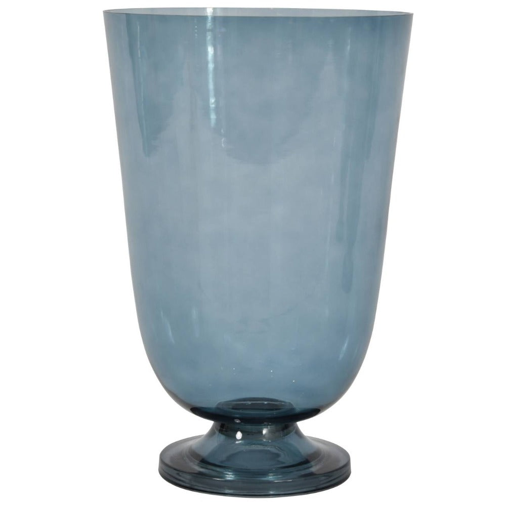 Grace Sky Blue Glass Hurricane, 2 Sizes Available