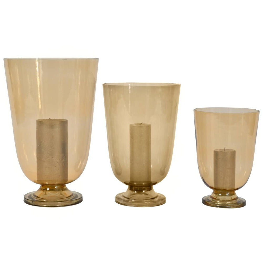 Grace Amber Glass Hurricane, 3 Sizes Available