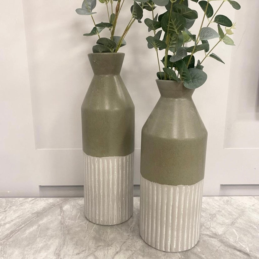 Ash Grey Fluted Neck Vases