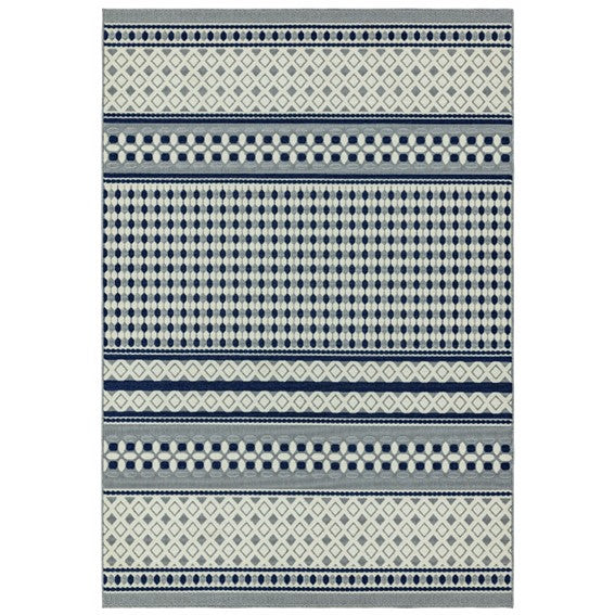 Blue/White Geo Indoor/Outdoor Rug