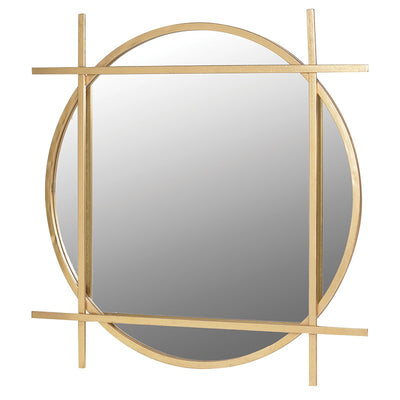 Round Gold Mirror with Square Overlay