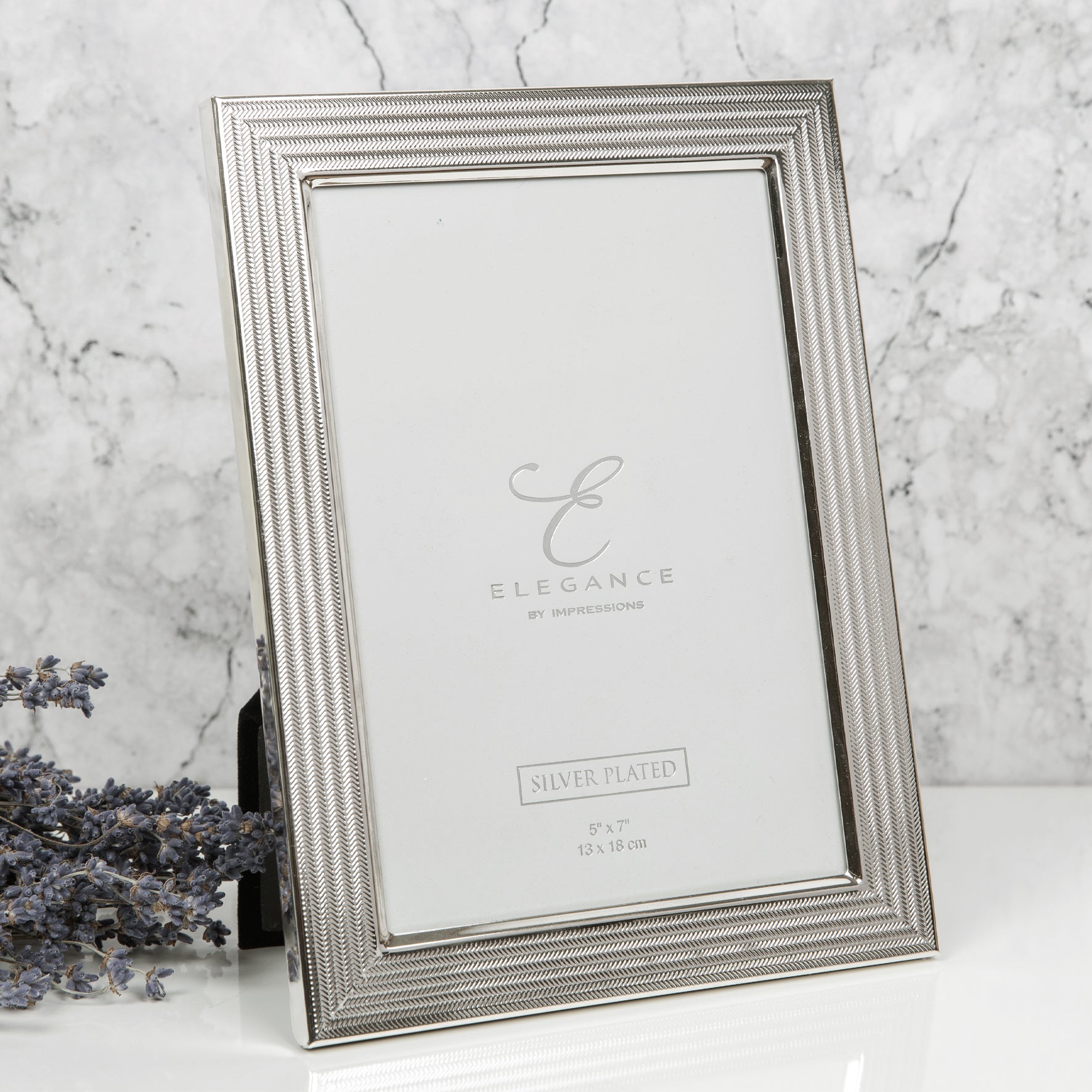 SILVER PLATED HERRINGBONE FRAME – Tides Home And Garden