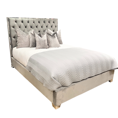 *Clearance*Veronica Grey Buttoned Bed