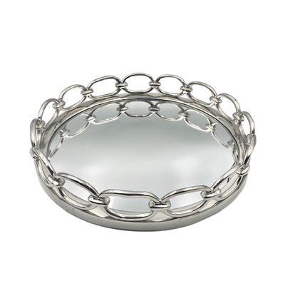 Round Chain Link Mirrored Tray
