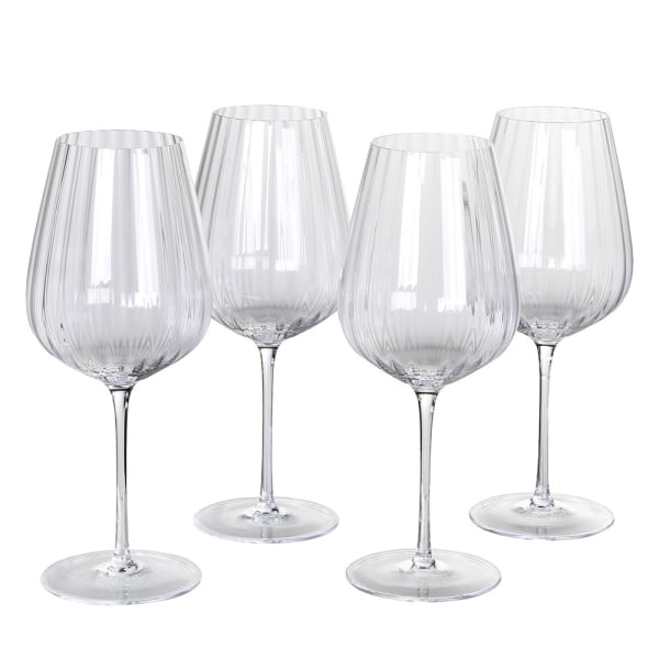 Set of 4 Ribbed Wine Glasses