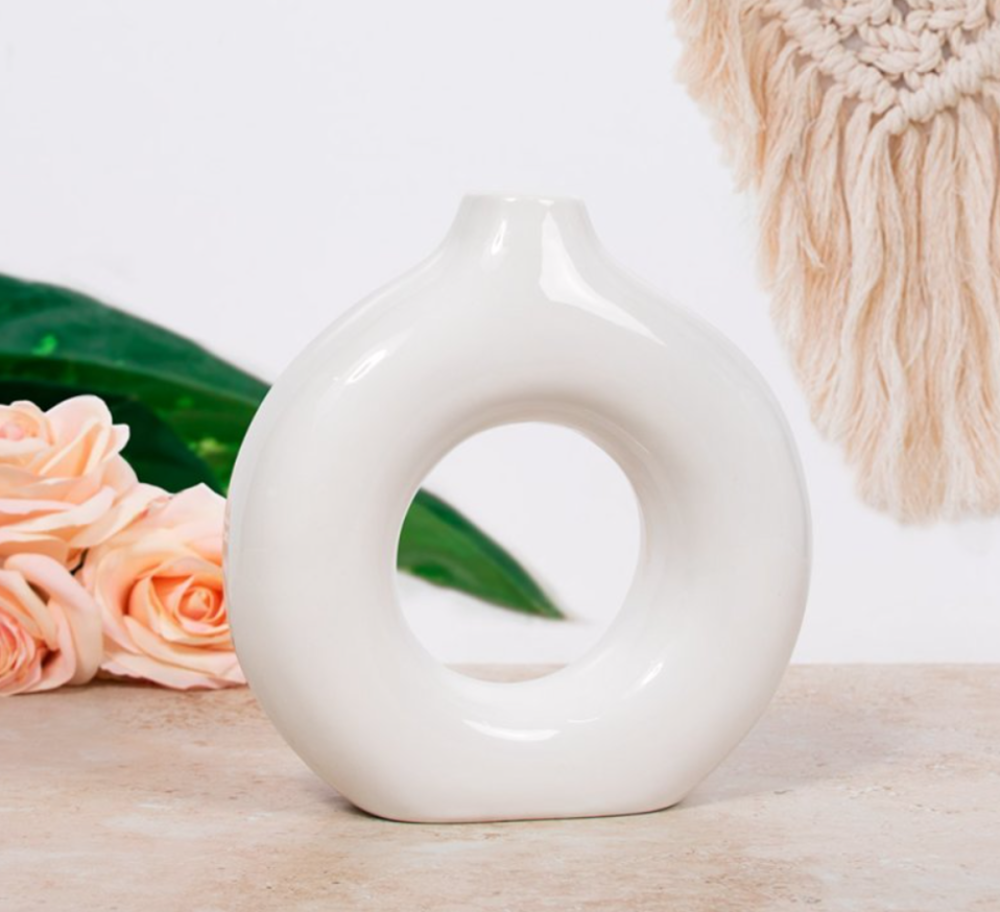 Donut Vase White, 2 Sizes Available