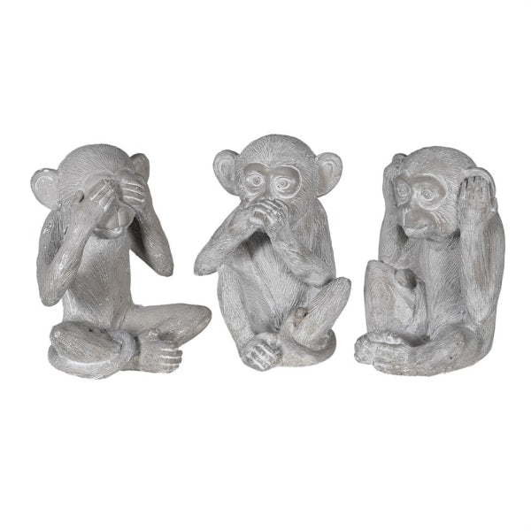 Set of 3 Grey 'No Evil' Monkeys