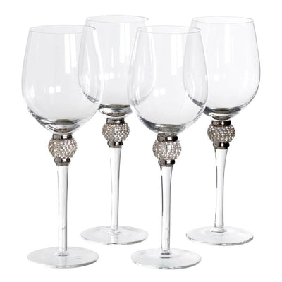 Emily Set of 4 Diamante White Wine Glasses