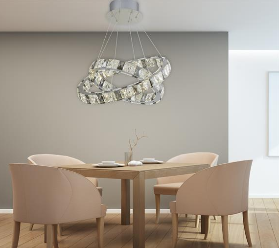 CLEAR & SMOKEY CRYSTAL 2 LIGHT CEILING PENDANT