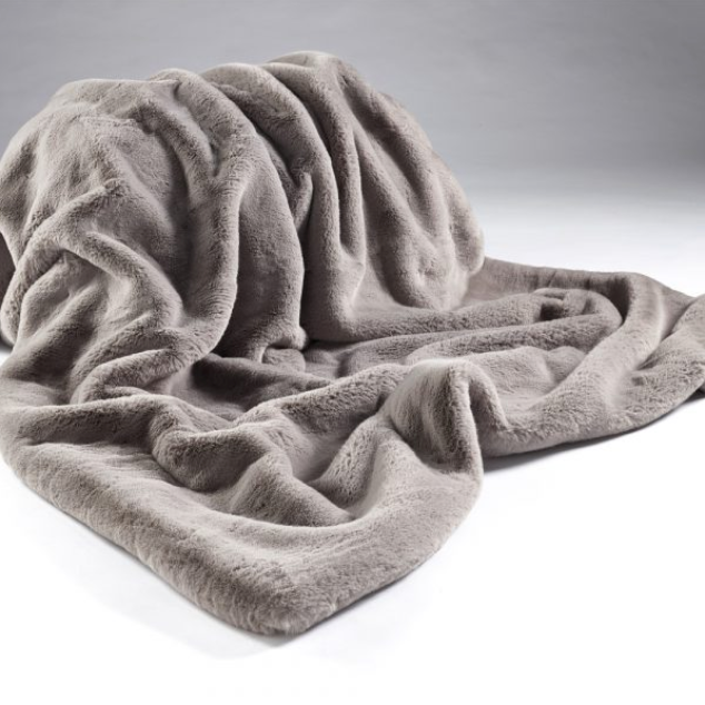 Luxe Soft Grey Faux Fur Throw