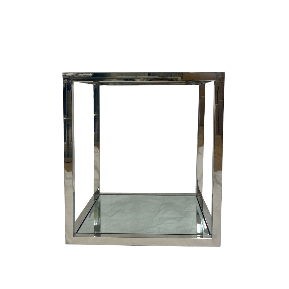 Tides Collection Montana Chrome & Mirrored Box Side Table
