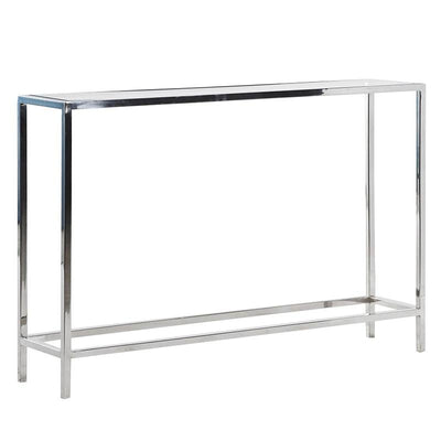 Narrow Glass & Steel Console Table