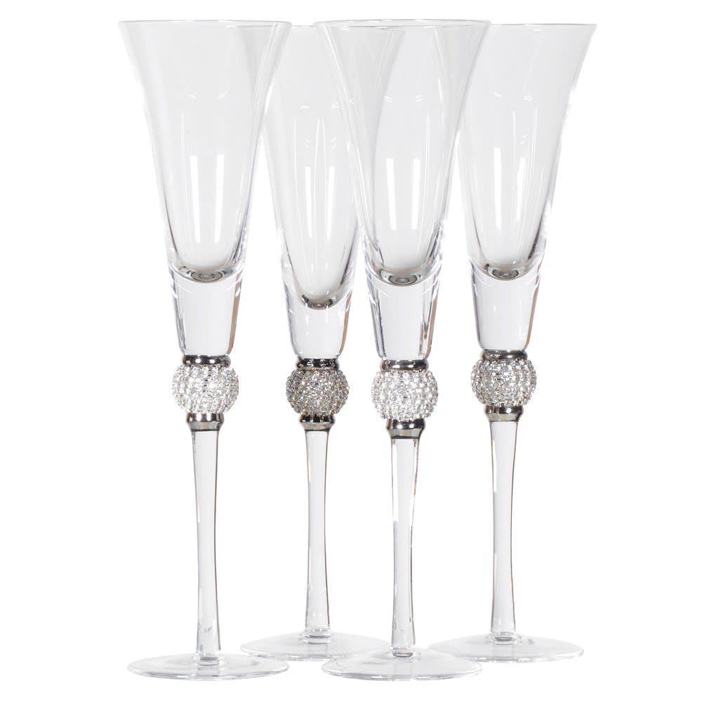 Emily Set of 4 Diamante Champagne Glasses