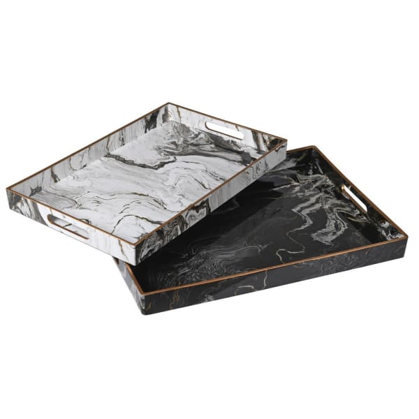 Set of 2 Marble Effect Trays