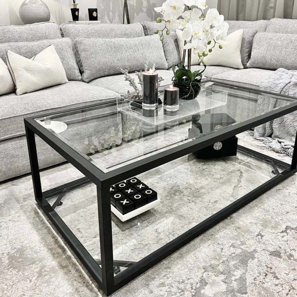 Iron and glass sofa table discount