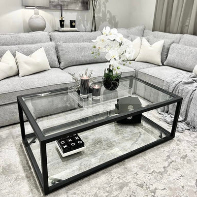 Tides Collection Montana Black Metal & Glass Coffee Table