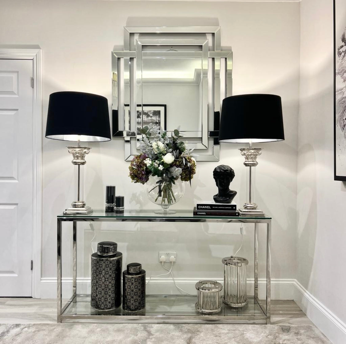 Tides Collection Mario Steel & Glass Console Table (2 Sizes)