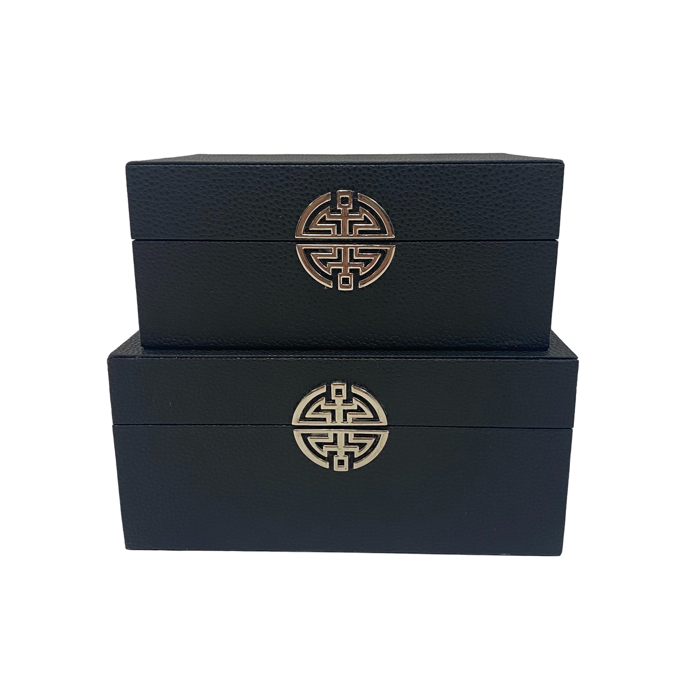 Set Of 2 Black Faux Leather Jewellery Boxes