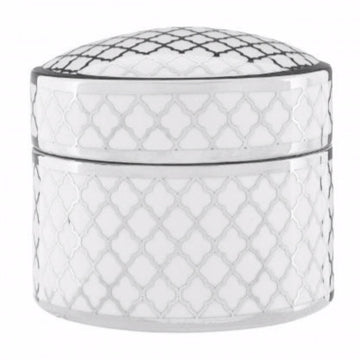 Clearance-Renne Silver & White Pattern Trinket