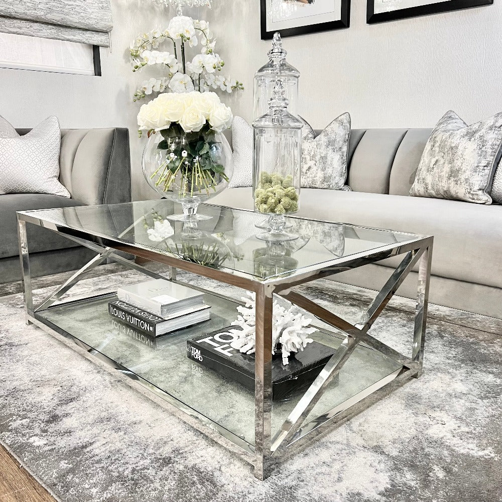 Ex Display Tides Collection New York X End Steel & Glass Coffee Table