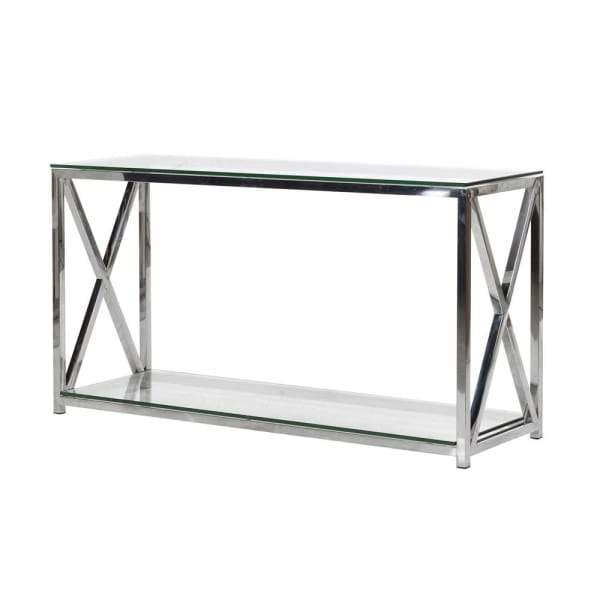 X End Steel & Glass Console Table
